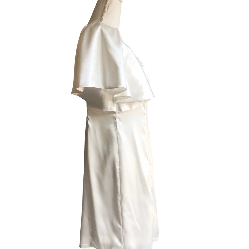Lulu’s Love The Applause White Satin One Shoulder Dress Large